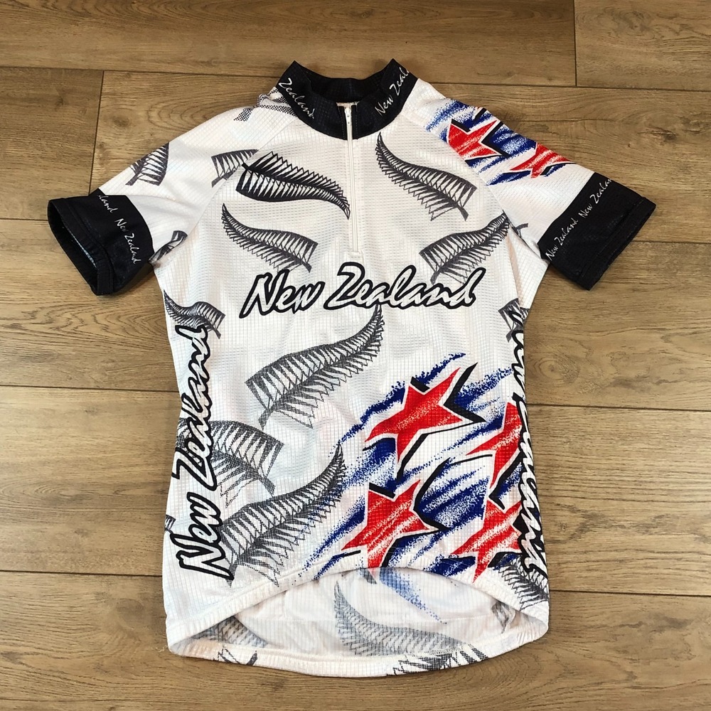 Ultimo Cycling‎ Jersey Mens Sz XS New Zealand Black White 1/4 Zip Mountain Bike